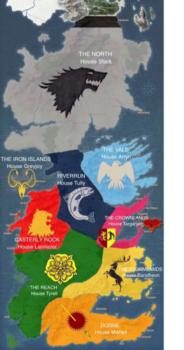 After Aegon's Conquest: The Seven Kingdoms become nine regions, each with an overlord house