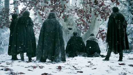 Jon Snow, kneeling beneath a weirwood tree, taking the vows of the Night's Watch