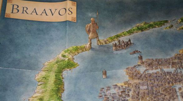 Braavos, located within a lagoon which is protected by the Titan of Braavos